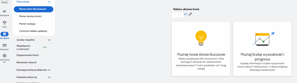 Planer słów kluczowych