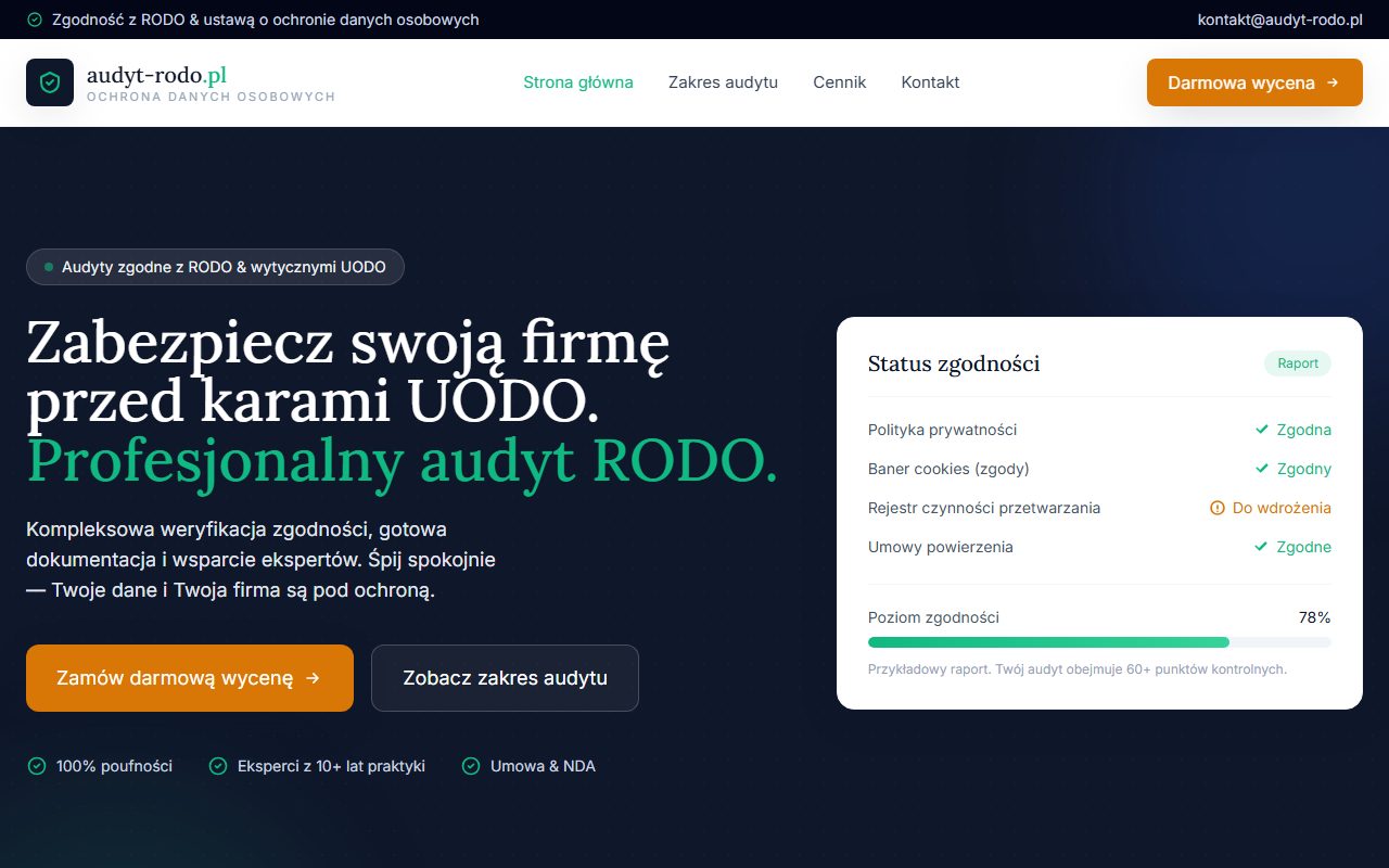 Realizacja: audyt-rodo.pl — strona ofertowa B2B