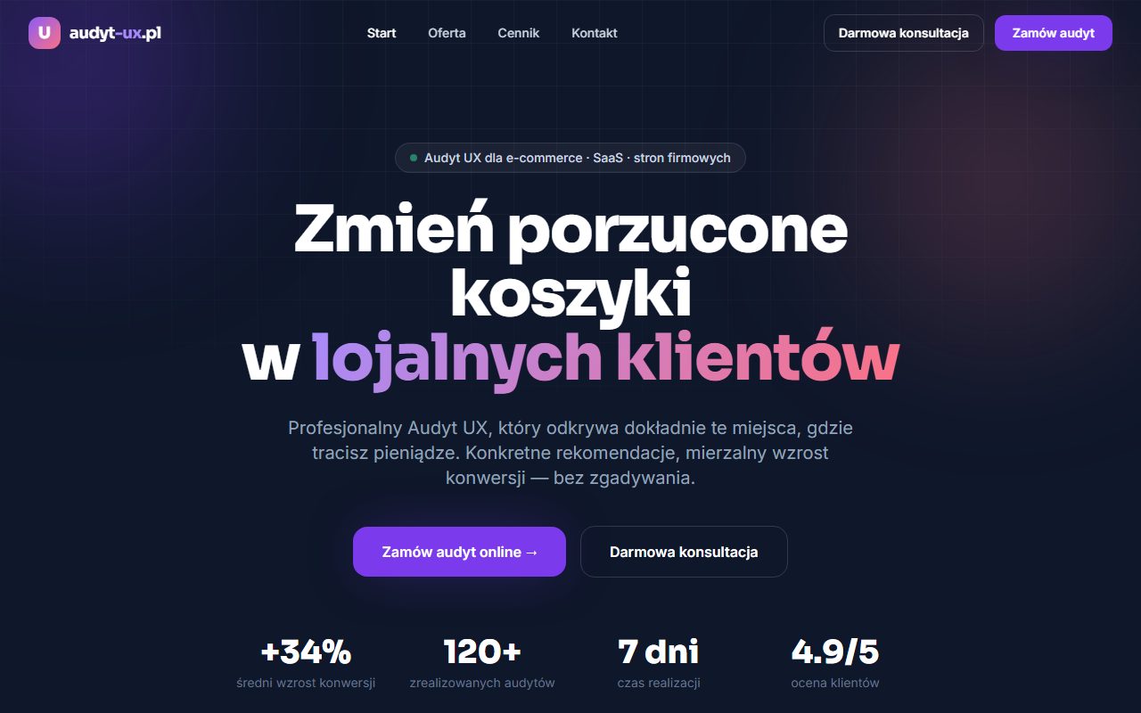 Realizacja: audyt-ux.pl — landing konwersyjny