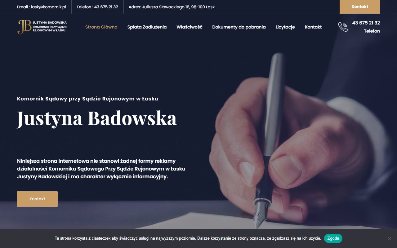Realizacja: badowska-komornik.pl — strona kancelarii komorniczej