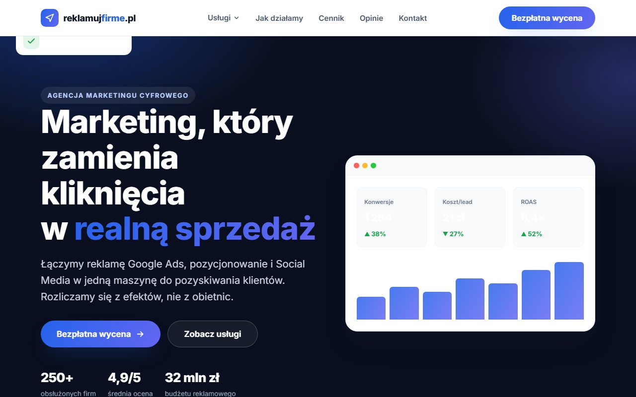 Realizacja: reklamujfirme.pl — strona agencji marketingowej